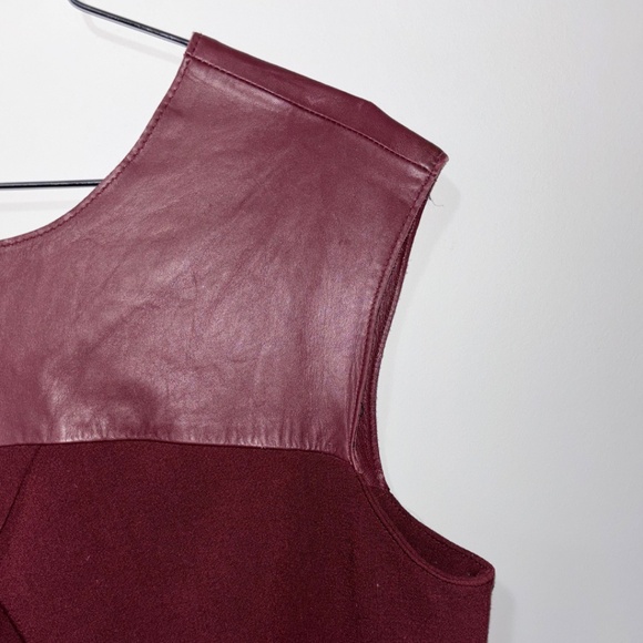 Banana Republic Monogram Leather Cocoon Dress Burgundy Size 8 - Picture 6 of 10